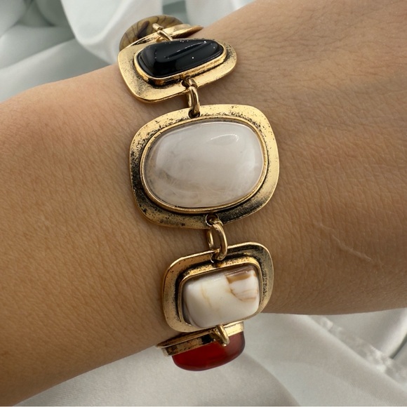 Multi Gemstone Gold and Red Stone Women's Bracelet - Picture 5 of 10